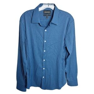 Bonobos Blue Plaid Slim Fit Nylon/Spandex Button Front Shirt Sz Medium